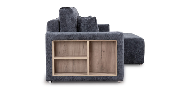 Диван-кровать угловой Оксфорд 713 композиция 1, шенилл MUZA 09 темно-синий, модульная система, сборка на любую сторону