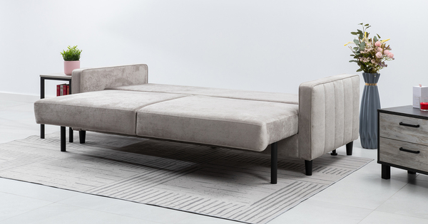 Диван-кровать прямой Арно ТД 563 велюр Лаки 02 серый жемчуг, Vertical 910 молочно-серый