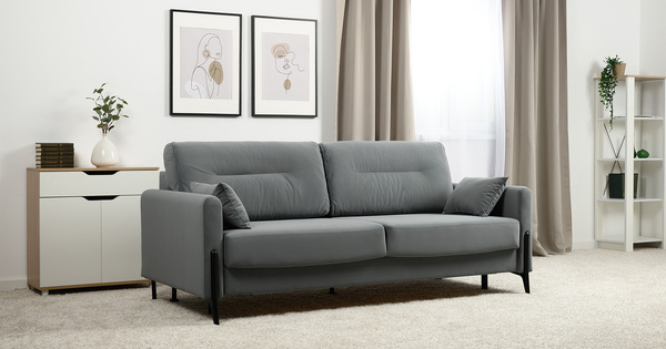 Диван-кровать прямой Барселона ТД 673 велюр Diagonal 995 серо-голубой