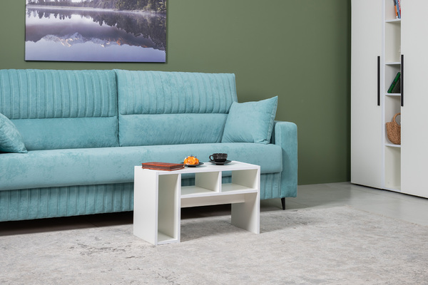 Стол журнальный, подставка Эйр 12.114 белый РЕ шагрень, вертикальная и горизонтальная установка