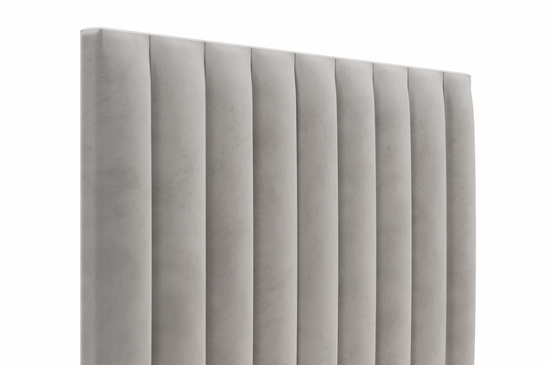 Спальня Дакота композиция 1 меренга, белый, с кроватью Ингрид/Ingrid 1600 велюр ультра смог/ultra smoke, пуф Альба 450 велюр ультра смог/ultra smoke