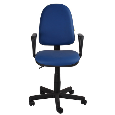 Кресло Престиж Самба обивка кожзам синий, подлокотники пластик, крестовина пластик, механизм отклонения спинки