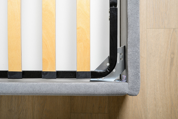 Кровать Марион 160 велюр OCEAN 023 серый с ортопедическим основанием и подъемным механизмом (спальное место 160 х 200)