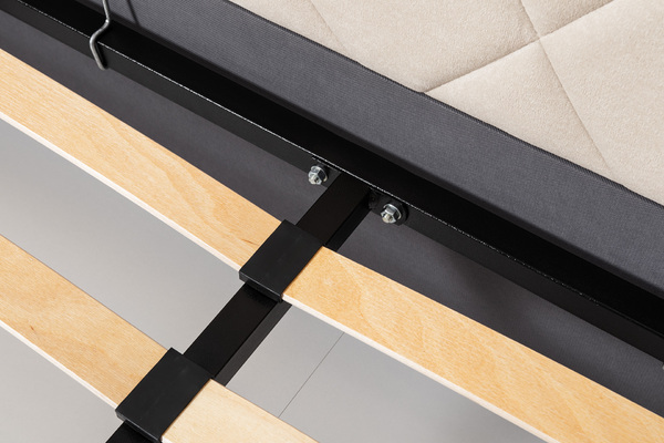 Кровать Марион 140 велюр OCEAN 002 бежевый с ортопедическим основанием и подъемным механизмом (спальное место 140 х 200)