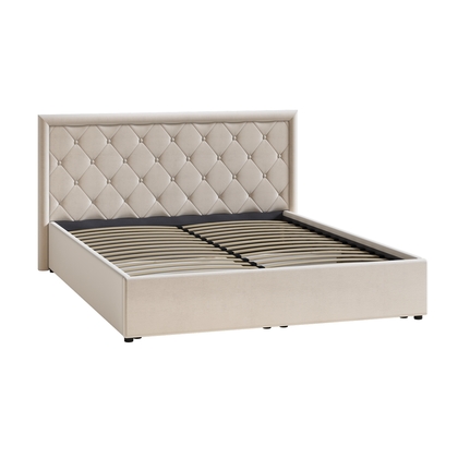 Кровать Марион 160 велюр OCEAN 002 бежевый с ортопедическим основанием и подъемным механизмом (спальное место 160 х 200)