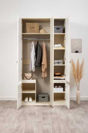 Шкаф для одежды Марион 16.340.03 слоновая кость С341 PE, слоновая кость 6898 ПВХ (собирается на любую сторону)