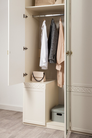 Шкаф для одежды Марион 16.340.03 слоновая кость С341 PE, слоновая кость 6898 ПВХ (собирается на любую сторону)