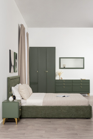 Шкаф-пенал Марион 16.340.01 дымчатый зеленый K521, олива шагрень AG 1050 ПВХ (собирается на любую сторону)