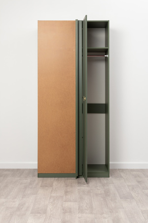 Шкаф угловой Марион 16.339 дымчатый зеленый K521, олива шагрень AG 1050 ПВХ (собирается на любую сторону)