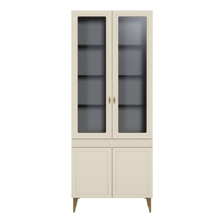 Гостиная Марион композиция 2 слоновая кость С341 PE, слоновая кость 6898 ПВХ, белый PE шагрень (собирается на любую сторону)