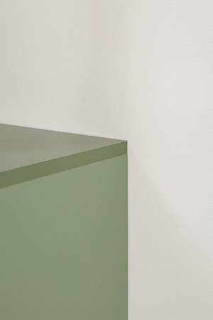 Гостиная Марион композиция 2 дымчатый зеленый K521, олива шагрень AG 1050 ПВХ, белый PE шагрень (собирается на любую сторону)