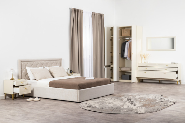 Тумба прикроватная Марион 16.14 слоновая кость С341 PE, слоновая кость 6898 ПВХ, белый PE шагрень