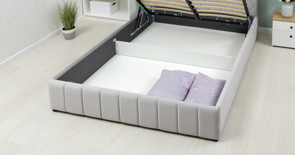 Кровать Милана 160 велюр светло-серый с ортопедическим основанием и подъемным механизмом