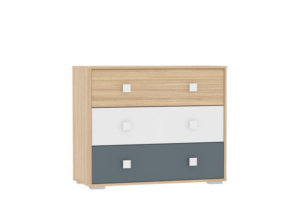 Детская комната Элиот композиция 7 белый фасадный, маренго, баунти песочный (собирается на любую сторону, спальное место 90 х 200)